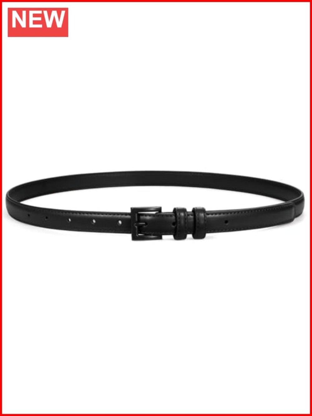 PU Leather Skinny Belt Square Buckle Thin Waist Belt for Jeans Dresses